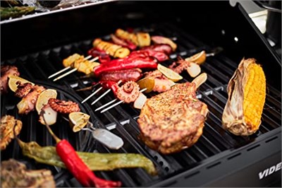RÖSLE Barbekü Şiş Tutucu 6lı Set 25072-6 şiş ve bir raf seti, Paslanmaz Çelik, Şişler Döndürülebilir, 4 Konumda Her Yönden Izgara, Her şişin uzunluğu 33 cm