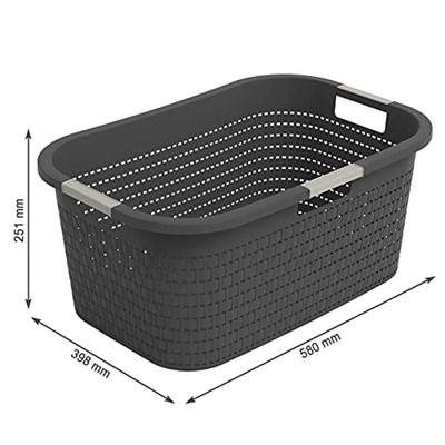 Rotho Country çamaşır sepeti 40 l, plastik (PP) BPA içermez, antrasit, 40 l (58,0 x 38,9 x 25,1 cm)