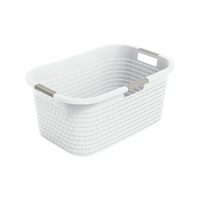 Rotho Country çamaşır sepeti 40 l, plastik (PP) BPA içermez, mistletoe beyaz, 40 l (58,0 x 38,9 x 25,1 cm)