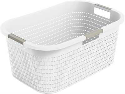 Rotho Country çamaşır sepeti 40 l, plastik (PP) BPA içermez, mistletoe beyaz, 40 l (58,0 x 38,9 x 25,1 cm)