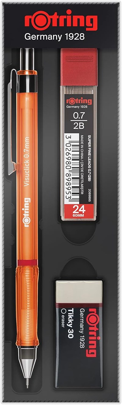 Rotring Visuclick Versatil Kalem 3’lü Okul Seti, Uçlu Kalem 0.7 mm, 0.7 Uç 2B, Silgi Hediye - Mavi