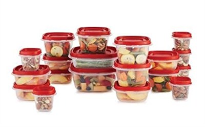 Rubbermaid 38 Parça Kolay Bulunan Kapak Kırmızı Yiyecek Saklama Seti - Mutfak Depolama