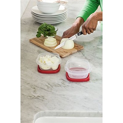 Rubbermaid Easy Find Lids Yiyecek Saklama Kapları, 1,25 Fincan, Yarışçı Kırmızısı, 4 Parça Set