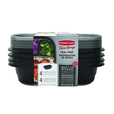 Rubbermaid TakeAlongs Bölünmüş Temel Konteyner, Siyah, 4lü Set (2127152)