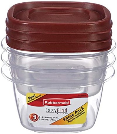 Rubbermaid Yiyecek Saklama Kabı 6 Parça 1-1/4 Fincan Kare Şeffaf Taban