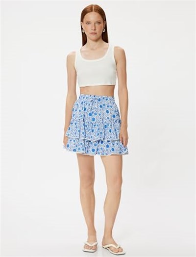Ruffle Floral Mini Skirt