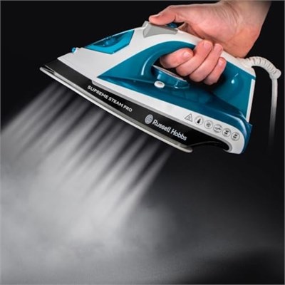 Russell Hobbs 23971 – 56 Supreme Steam Pro Buharlı Ütü, Seramik-Buegelsohle, Ekstra-Şok Buhar Çıkışı:, 2600 Watt, Mavi/Beyaz