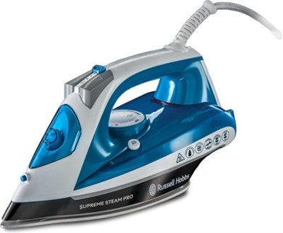 Russell Hobbs 23971 – 56 Supreme Steam Pro Buharlı Ütü, Seramik-Buegelsohle, Ekstra-Şok Buhar Çıkışı:, 2600 Watt, Mavi/Beyaz