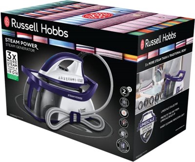 Russell Hobbs 24440-56 Steam Power Ütü, 2600W, 3 Buhar Ayarı, 4.5 Bar Basınç, 100 G/Dkya Kadar Değişken Buhar, 1.3L Su Haznesi, Kireç Koruması, Mor