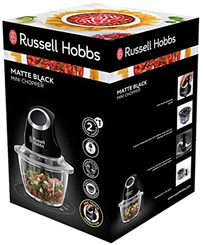 Russell Hobbs 24662-56 elektrikli mini parçalayıcı [saklama kapağı dahil cam kap] mat siyah (500 ml, sebze parçalayıcı, mikser, çoklu ve evrensel parçalayıcı, sebze, meyve ve et için)