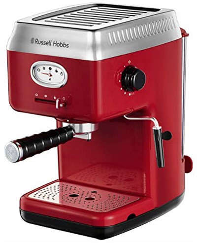 Russell Hobbs 28250-56 Espresso Kahve Makinesi, Retro Kırmızı Süzgeç, 15 Bar, 2 Fincan Başlığı, 1.1 L Çıkarılabilir Su Tankı, - Seçenekler: Espresso makinesi, X El mikseri, X cam blender, X blender...