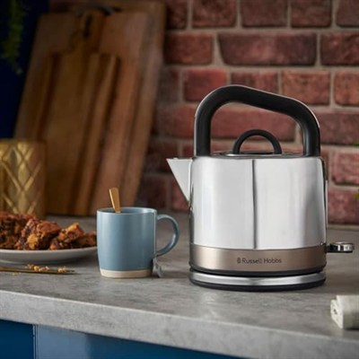 Russell Hobbs Distinctions 26422-70 su ısıtıcısı [1,5 l] paslanmaz çelik titanyum (hızlı pişirme fonksiyonu, çıkarılabilir kireç filtresi, optimize edilmiş dökme ağzı, dış su seviyesi göstergesi) çay