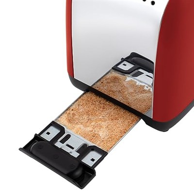 Russell Hobbs Ekmek kızartma makinesi [2 dilim için] Colours Plus paslanmaz çelik kırmızı (ekstra geniş yuvalar, 6 kademeli hızlı kızartma, kaldırma ve kontrol, buz çözme, ısıtma, 1600W) Toaster 26554