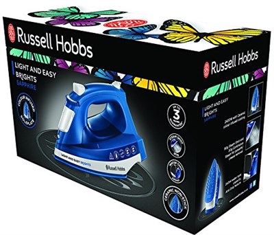 Russell Hobbs Light & Easy buharlı ütü, seramik-Buegelsohle, ekstra-şok buhar çıkışı:, 2400 W Mavi 24830-56
