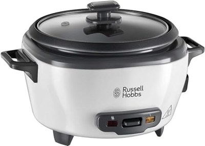 Russell Hobbs Orta Boy Pirinç Pişirici, Paslanmaz Çelik/Beyaz, Yapışmaz kaplama, bulaşık makinesinde yıkanabilir, 300 Watt) 27030-56, bir seferde 6 porsiyon (porsiyon başına 200 grama kadar)