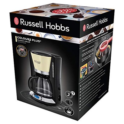 Russell Hobbs Remington 24033-56 Kahve Makinesi Colours+ Creme (Maks. 10 Fincan, 1,25 l Cam Sürahi, Sıcak Tutma Plakası, 1100 W)
