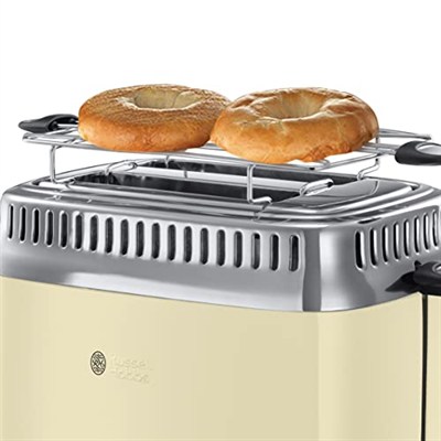 Russell Hobbs Retro ekmek kızartma makinesi, retro geri sayım göstergesi, ekmek başlığı dahil, 6 ayarlanabilir kızartma kademesi + çözme ve ısıtma fonksiyonu, 1300 W, Vintage 21682-56