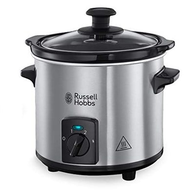 Russell Hobbs Slow Cooker Mini [ağır 2 l seramik pişirme tenceresi, isteğe göre sıcaklık dağılımı] kompakt yavaş pişirici (3 sıcaklık ayarı ve sıcak tutma fonksiyonu, 145 W) yavaş pişirici 25570-56