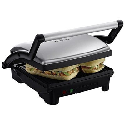 Russell Hobbs tost makinesi [3ü 1 arada: 17888-56 masa üstü ızgara, açık ızgara plakaları, panini ve sandviç makinesi, temas ızgarası, aynı anda her iki taraftan] paslanmaz çelik, yapışmaz kaplamalı 