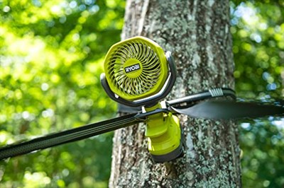 RYOBI RCF18-0 18 V akülü klipsli vantilatör (kompakt ve taşınabilir akülü vantilatör, kauçuk sabitleme kelepçesi, 2 kademeli ayar, tambur çapı (cm) 10, pil ve şarj cihazı dahil değildir), yeşil