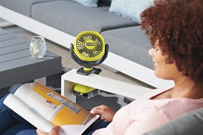 RYOBI RCF18-0 18 V akülü klipsli vantilatör (kompakt ve taşınabilir akülü vantilatör, kauçuk sabitleme kelepçesi, 2 kademeli ayar, tambur çapı (cm) 10, pil ve şarj cihazı dahil değildir), yeşil