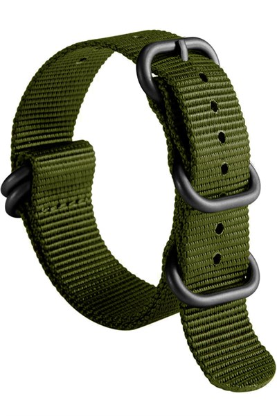 Saat Kordonu - Zulu Nato Kayışı Z39NYL1B - 20mm 22mm 24mm Uyumlu Tekstil Kayış - Kadın Erkek Çok Renkli