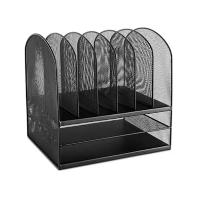 Safco 3255BL Onyx çalışma masası düzenleyici, metal kafes, iki uzunlamasına ve altı çapraz bölmeli