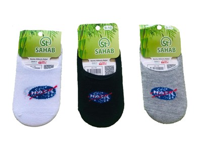 Sahab 6 Çift Slikonlu Bambu Babet Çorap Çok Renkli 9-10 Yaş