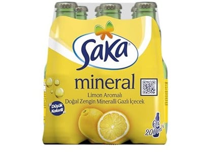 Saka Limon Aromalı Doğal Zengin Mineralli Gazlı İçecek 6x200 ml