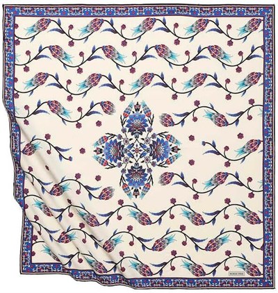 Saks Sıra Lale Desen İpeksi Eşarp