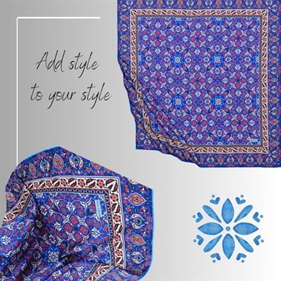 Saks Türk Motifli Çini Desen İpeksi Eşarp