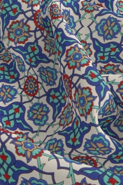 Saks Turkuaz Çini Sarmal Desen Mendil