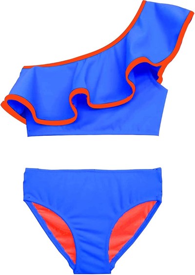 Saks Turuncu biyeli kız çocuk bikini takım DB200621BT