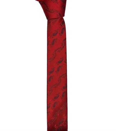 Şal Desen Kırmızı Slim Kravat