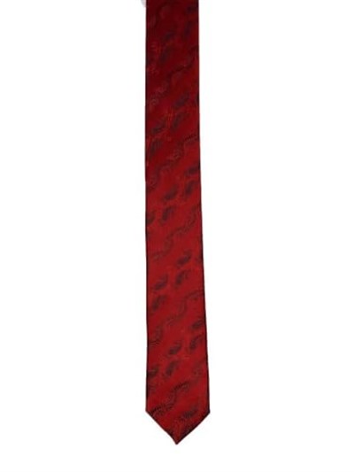 Şal Desen Kırmızı Slim Kravat