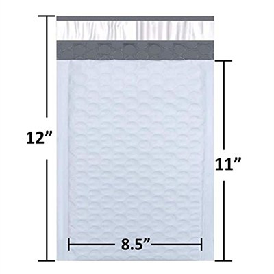 SALES4LESS #2 Poly Bubble Mailers 20,5 x 30,5 cm Dolgulu Zarf Postası Su Geçirmez 50li Paket (PBM8512-50), Beyaz