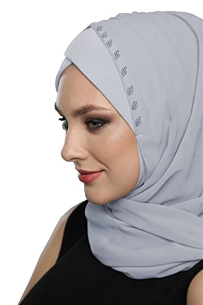 Şallı Takmatik Taşlı Hazır Türban Tesettür Bone Namaz Örtüsü