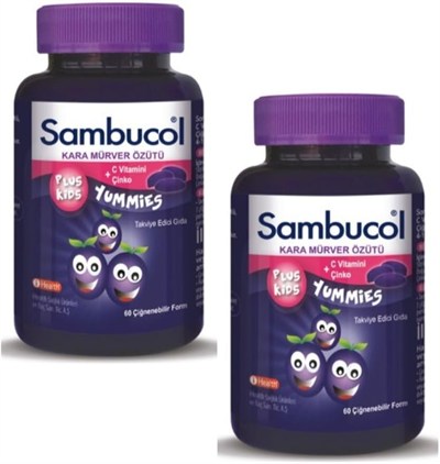 Sambucol Plus Kids Yummies Kara Mürver 60 Adet 2li