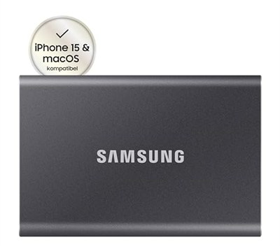 Samsung MU-PC1T0T/WW T7 1TB USB 3.2 Gen 2 Harici Katı Hal Sürücüsü, Gri