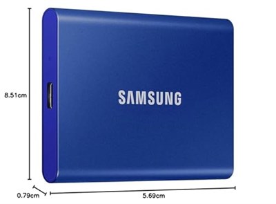 Samsung MU-PC2T0H T7 Harici Katı Hal Sürücüsü, 2TB USB 3.2 Gen 2, Mavi