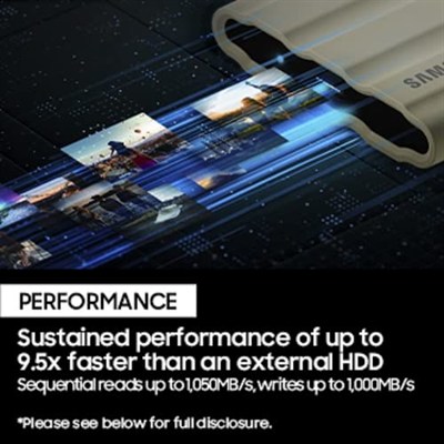 Samsung Taşınabilir T7 SSD Shield, USB 3.2 Gen 1 TB, 1.050 MB/sn Okuma, 1.000 MB/sn Yazma, Bej, MU-PE1T0K/WW