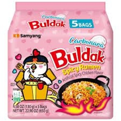 Samyang Buldak carbonara Spicy Ramen 130 gr X 5 PAket, 5li Ambalaj