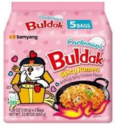 Samyang Buldak carbonara Spicy Ramen 130 gr X 5 PAket, 5li Ambalaj