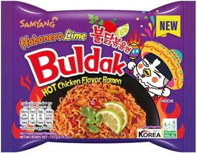 Samyang Buldak Habanero Lime Acılı Noodle 135 g – Ekşi Lime & Habanero Biberli Kore Usulü Hazır Erişte