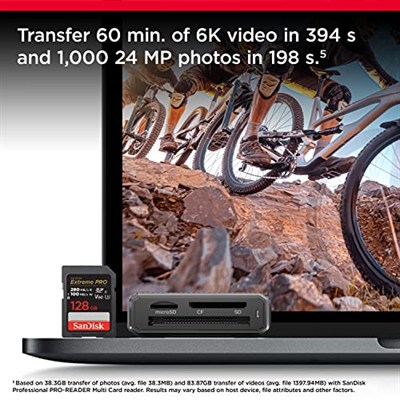 SanDisk 128GB Extreme PRO SDXC UHS-II Hafıza Kartı - C10, U3, V60, 6K, 4K UHD, SD Kart - SDSDXEP-128G-GN4IN