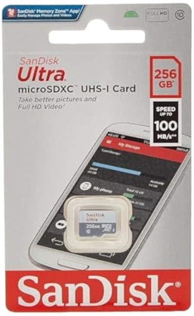SanDisk 256GB Ultra Lite MicroSDXC 100 MB, Beyaz/Gri