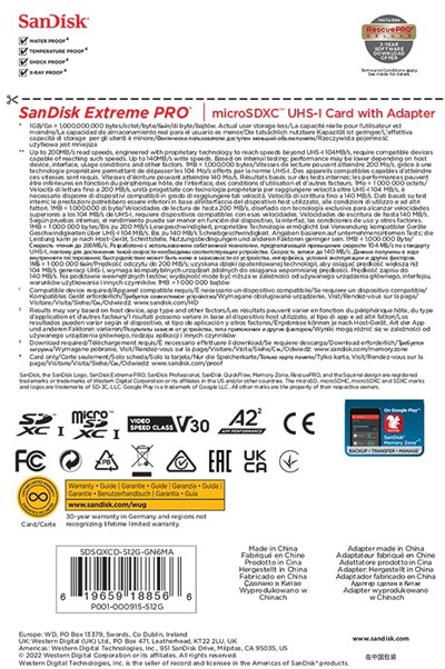 SanDisk 512 GB Extreme PRO microSDXC Kart + SD Adaptörü + RescuePRO Deluxe, 200 MB/snye kadar, A2 Uygulama Performansı, UHS-I, Sınıf 10, U3, V30 ile