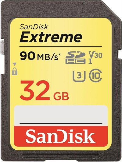SanDisk Extreme 32 GB SDHC Speicherkarte bis zu 90 MB/Sek, Class 10, U3, V30, FFP