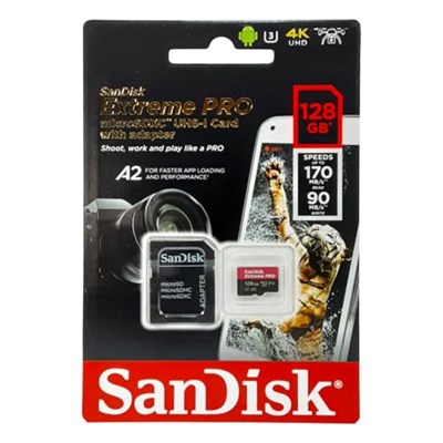 SanDisk Extreme Pro 128 GB microSDXC Hafıza Kartı SDSQXCY-128G-GN6MA, 170 MB/sn'e kadar