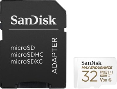 SanDisk Max Endurance MicroSDHC 32GB SD Adapter For Home Security Cameras & Dashcams, Up To 15,000 Hours, Full HD / 4K Videos, Extreme Endurance, Up To 100/40 MB/s Read/Write Speeds, C10, U3, V30